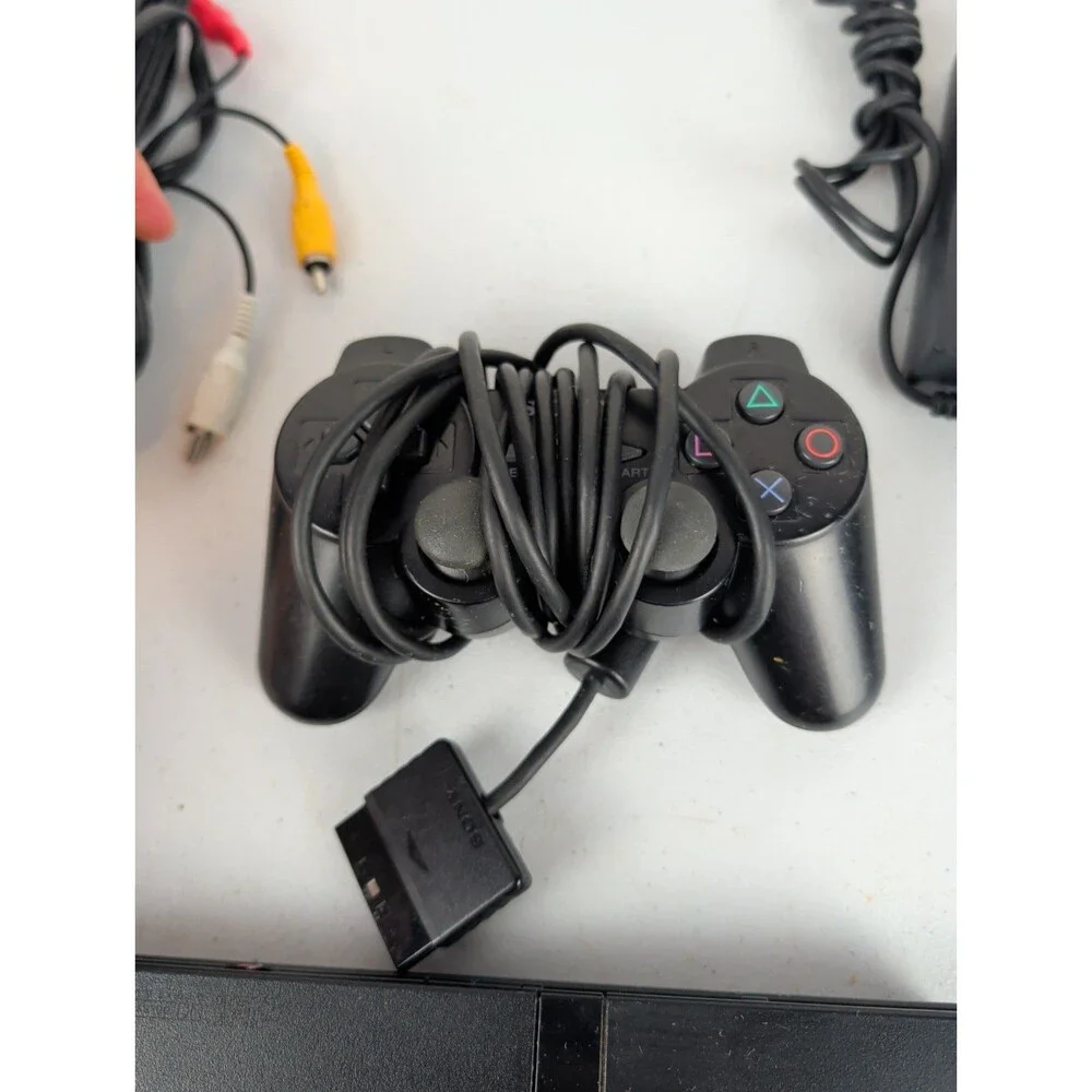 Sony PlayStation 2 Slim PS2 Black Console Bundle OEM- control/cables/console